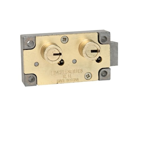 Bulls Eye Safe Deposit Locks Yale, 1/2 DLN-Double Little Nose, Brass, SY3, Guard Stack, Right Hand B431-BR-SY3-RH